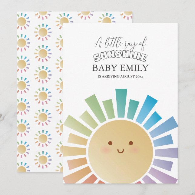 Little Ray of Sunshine Gender Neutral Baby Arrival Announcement (Front/Back)