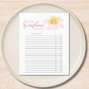 Little Ray Of Sunshine Guess Who Baby Shower Game