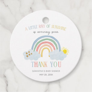 Little Ray of Sunshine Rainbow Baby Shower Favour Tags