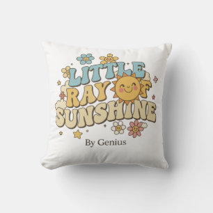 Little Ray of Sunshine T-Shirt, Groovy Retro 70s C Throw Pillow