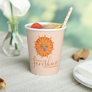 Little Ray of Sunshine Watercolor Baby Shower Paper Cups