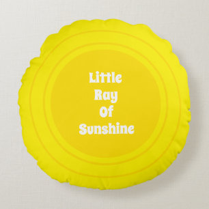 Little Ray of Sunshine yellow sun custom text cute Round Pillow