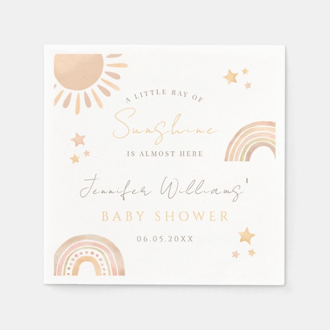 Little ray Sunshine rainbow sun boho baby shower Napkin (Front)