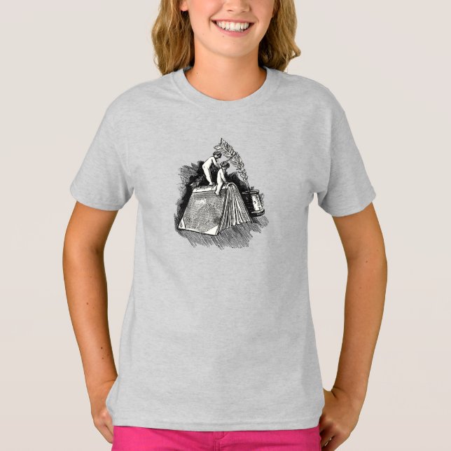 Little Reader Cherubs & Books T-Shirt (Front)