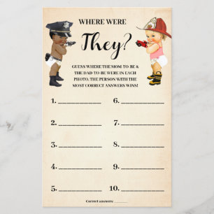 Little Recruit Where were They Shower Game Card