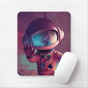 Little Red Alien Astronaut Mouse Pad
