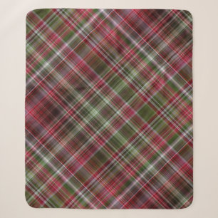 Little Red Berries Red and Green Plaid Sherpa Blanket