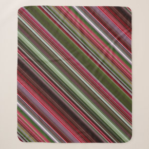 Little Red Berries Red and Green Stripe Sherpa Blanket