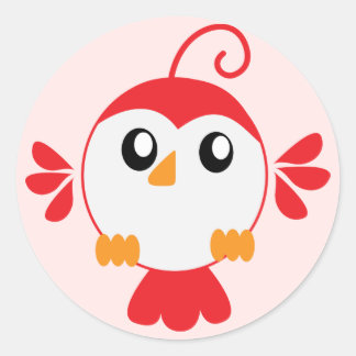 Little Red Bird Classic Round Sticker
