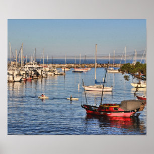 Little Red Boat Monterey, California Poster