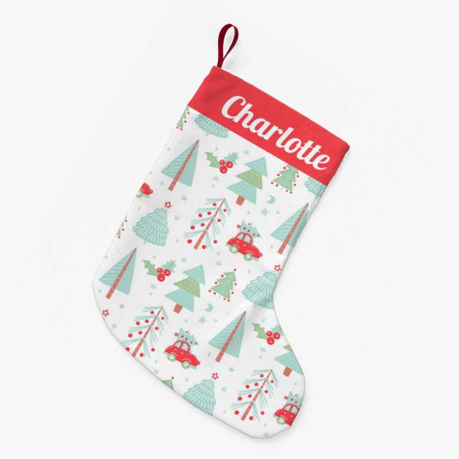 Little Red Car Christmas Tree Stocking (Front (Hanging))