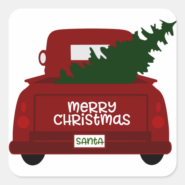 Little Red Christmas Tree Truck Stickers (Front)