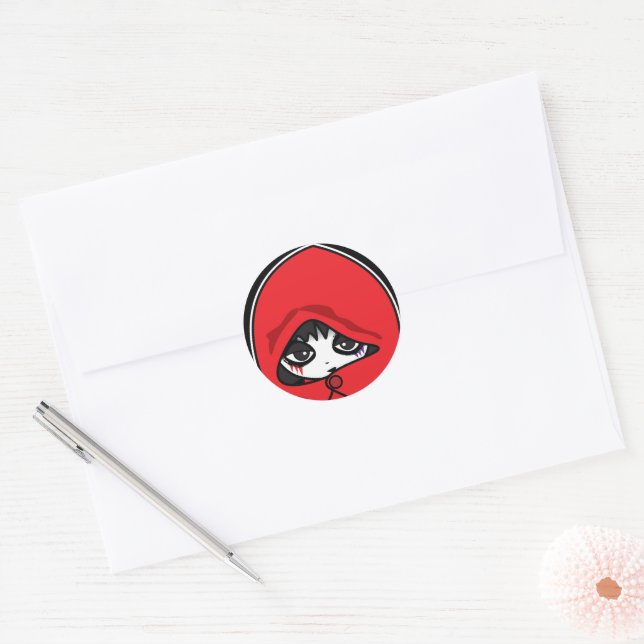 Little Red  Classic Round Sticker (Envelope)