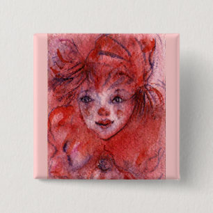 LITTLE RED CLOWN 2 INCH SQUARE BUTTON