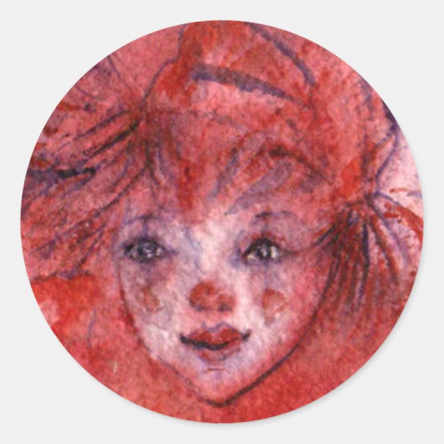 LITTLE RED CLOWN CLASSIC ROUND STICKER (Front)