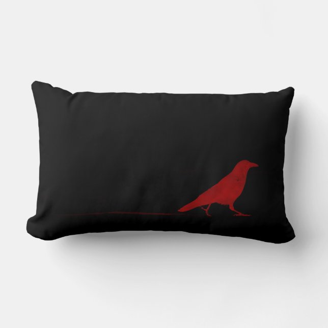 Little Red Crow Lumbar Pillow (Front)