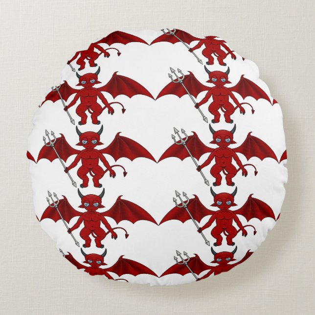 Little Red Devil Thunder_Cove Round Pillow (Front)