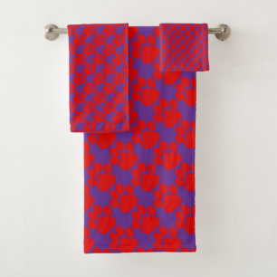 Little Red Dog Paws Purple  Bath Towel Set