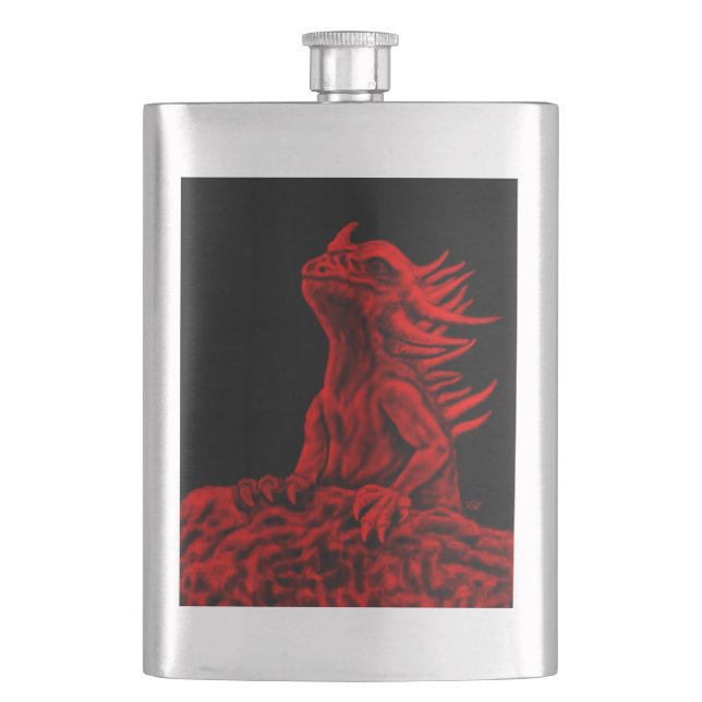 Little red Dragon Hip Flask (Front)