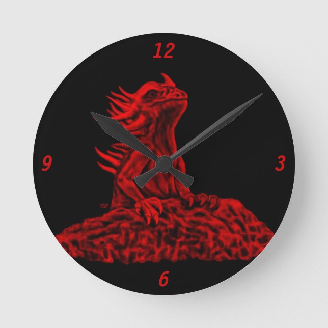 Little red Dragon Round Clock (Front)