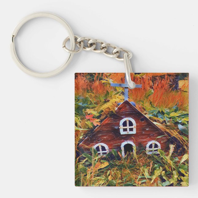 Little Red Fairy House  Keychain (Front)