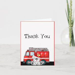 Little Red Fire Truck, Dalmatian Birthday Thank You Card