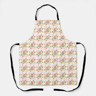 Little red flower quilt block apron