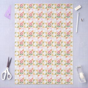 Little red flower quilt block tissue paper