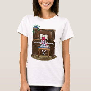 Little Red Haired Girl Practicing Piano T-Shirt