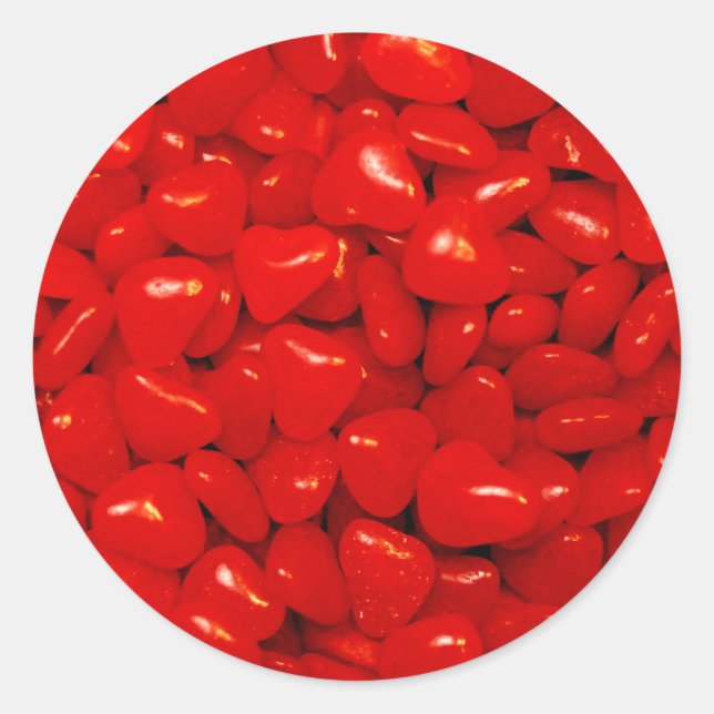 Little Red Heart Candies Classic Round Sticker (Front)