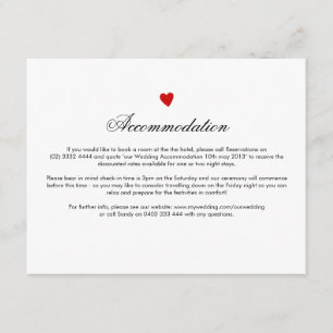 Little Red Heart Wedding Direction Card