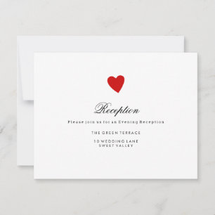 Little Red Heart Wedding Reception Card