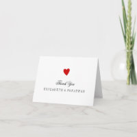 Little Red Heart Wedding Thank You Card