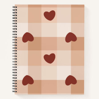 Little red hearts cozy gingham pattern Preppy Notebook