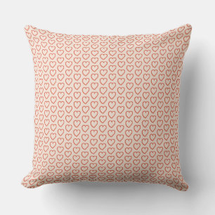 Little red hearts on pastel pink throw pillow