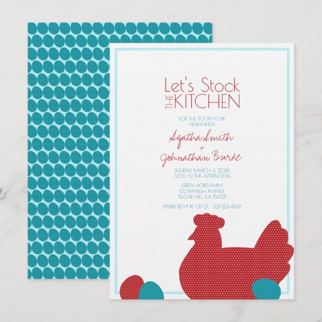 little red hen COUNTRY KITCHEN couples shower Invitation (Front/Back)