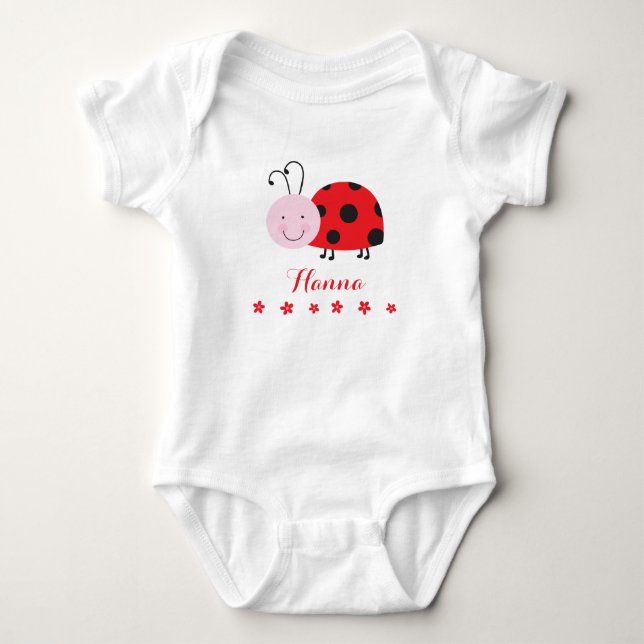 Little Red Ladybug Personalized Infant Creeper (Front)