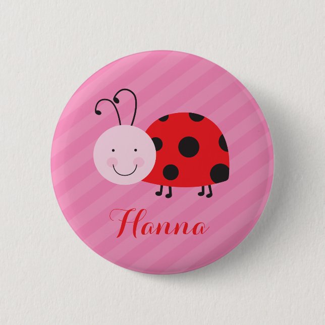 Little Red Ladybug Personalized Pin Button (Front)