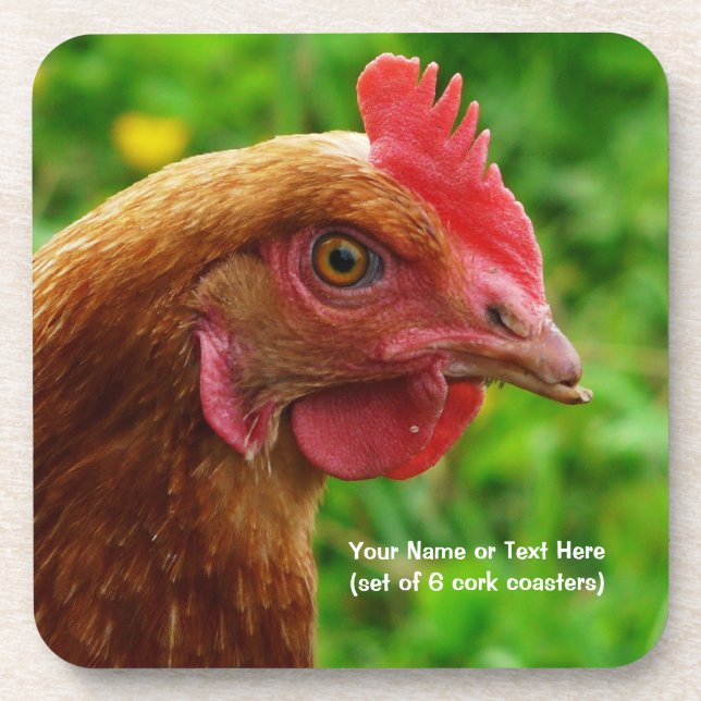 Little Red Laying Hen - RIR or ISA Brown Chicken Coaster (Front)
