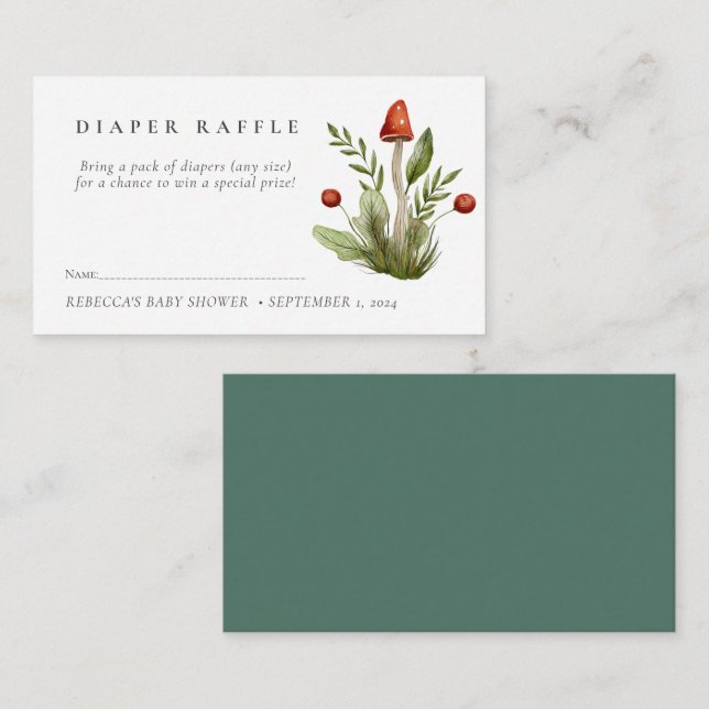 Little Red mushroom Diaper Raffle Enclosure Card (Front/Back)