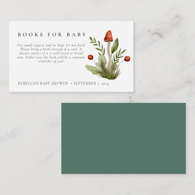 Little Red mushroom Diaper Raffle Enclosure Card (Front/Back)