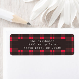 Little Red Ribbon Plaid Holiday Return Address