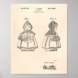 Little Red Riding Hood 1943 Patent Art Old Peper Poster