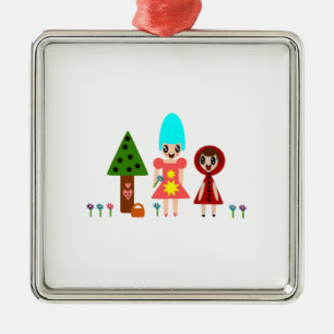 Little Red Riding Hood and Grandma 344 Metal Ornament