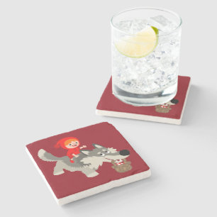 Little Red Riding Hood and The Wolf Stone Coaster