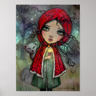Little Red Riding Hood Big Eye Baby Doll Art Poster