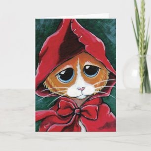 Little Red Riding Hood   Cat Art Greeting Card