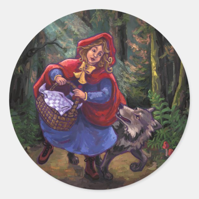 Little Red Riding Hood Classic Round Sticker (Front)