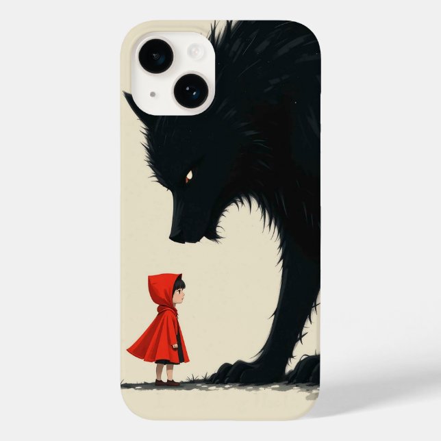 Little Red Riding Hood Facing Menacing Black Wolf Case-Mate iPhone Case (Back)