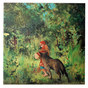 Little Red Riding Hood, fine art painting Tile